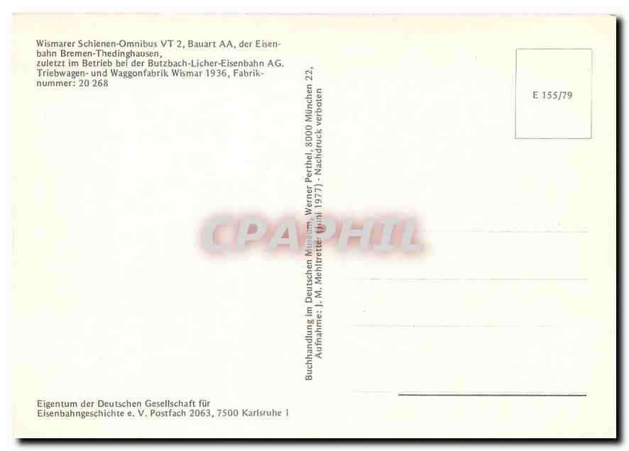 CPM Wismarer Schienen Omnibus VT — Verso