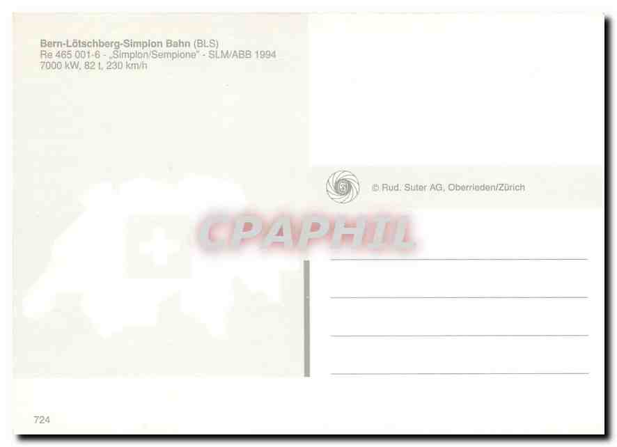CPM Bern Lotschberg Simplon Bahn  — Verso