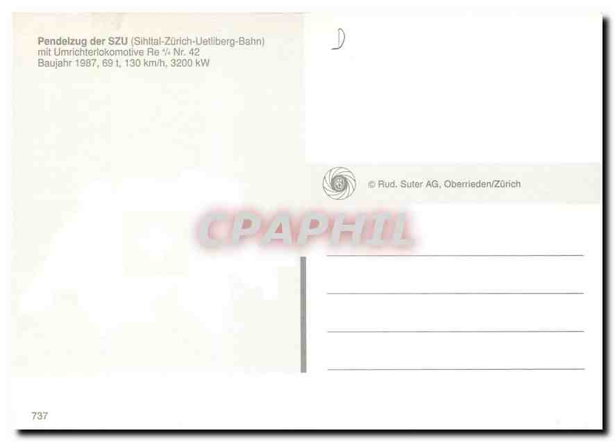 CPM Pendelzug der SZU mit Umrichterlokomotive Re — Verso