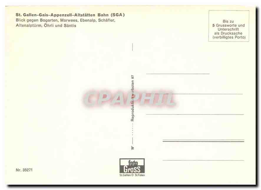 CPM St Gallen Gais Appenzell Altstatten Bahn — Verso