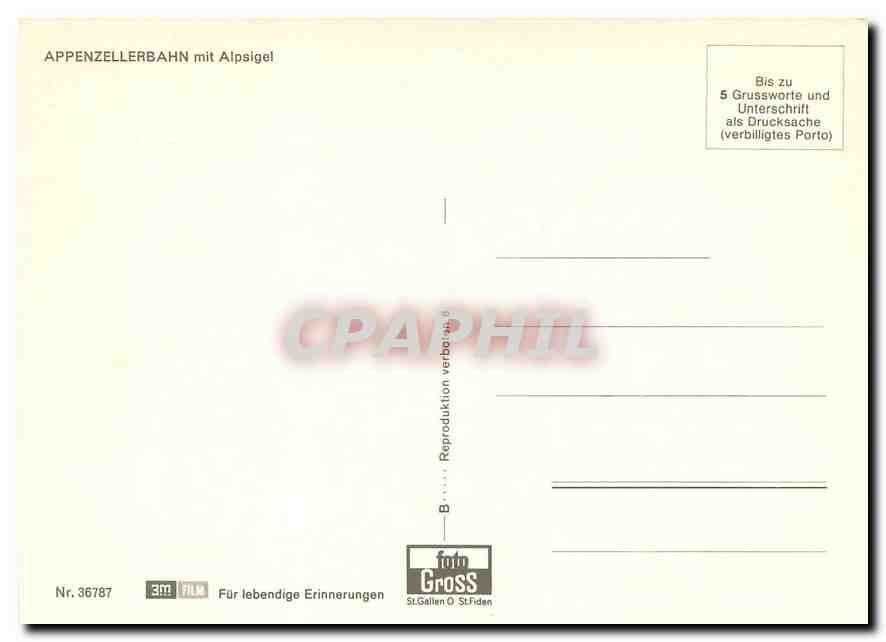 CPM Appenzellerbahn mit Alpsigel — Verso