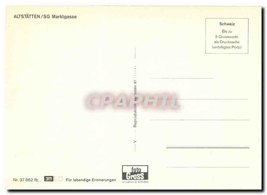 CPM Altstatten sg Marktgasse — Verso