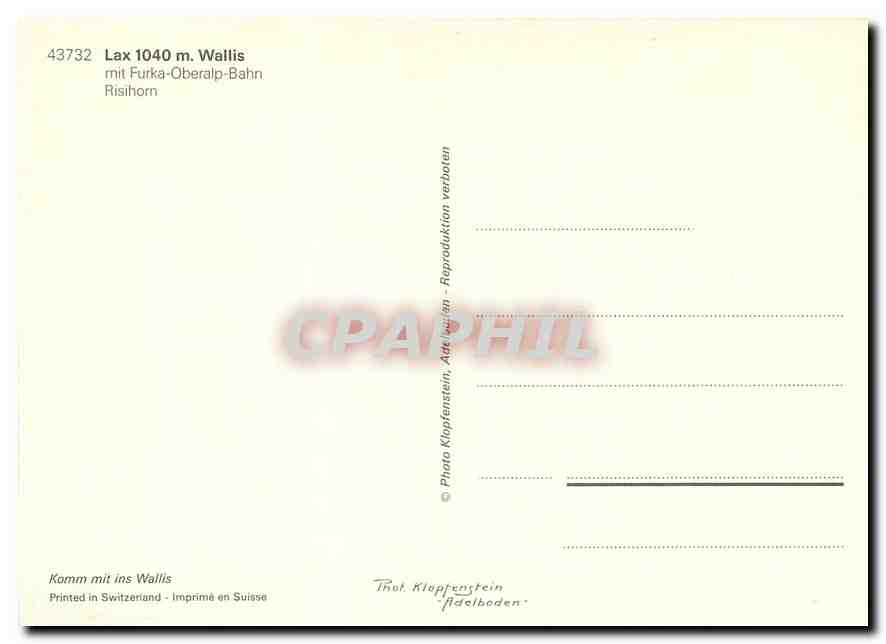 CPM Lax Wallis mit Furka Oberalp Bahn Risihorn — Verso