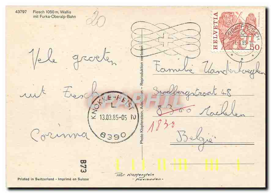 CPM Fiesch Wallis mit Furka Oberalp Bahn — Verso