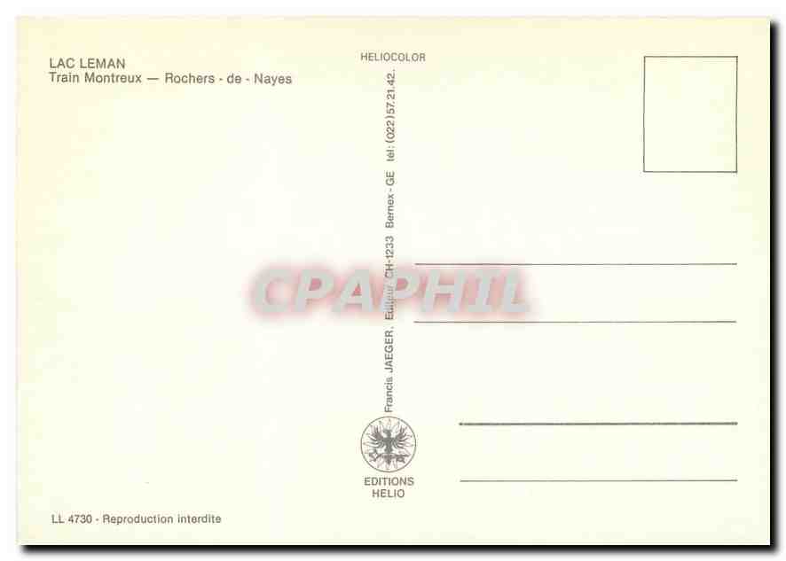 CPM Lac Leman train Montreux Rochers de Nayes — Verso