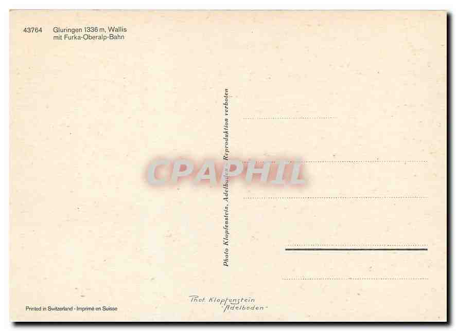 CPM Gluringen Wallis mit Furka Oberalp Bahn — Verso