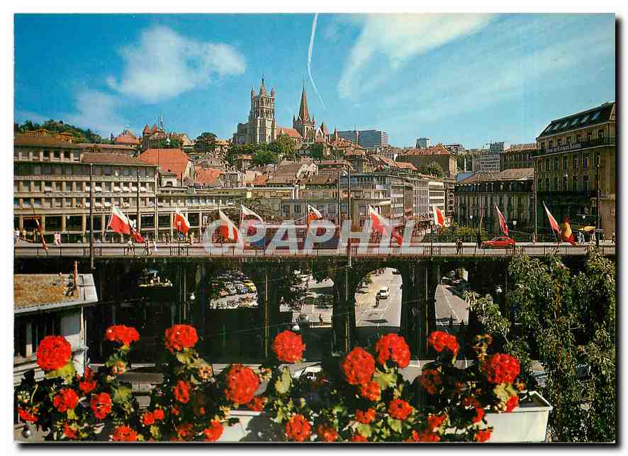 CPM Lausanne Le Grand Pont et la Cathédrale