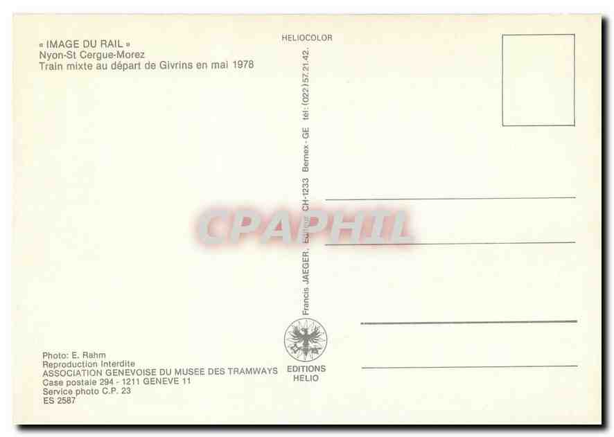 CPM Nyon St Cergue Morez Givrins — Verso