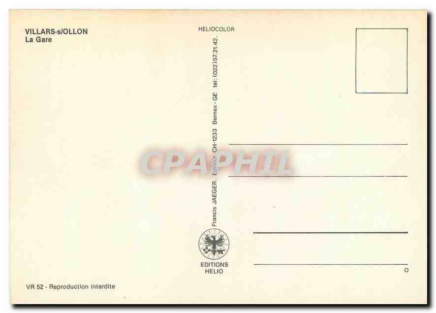 CPM Villars Ollon la Gare — Verso