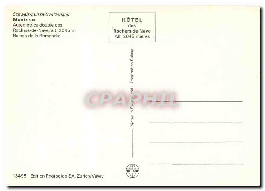CPM Montreux automotrice double des Rochers de Naye — Verso