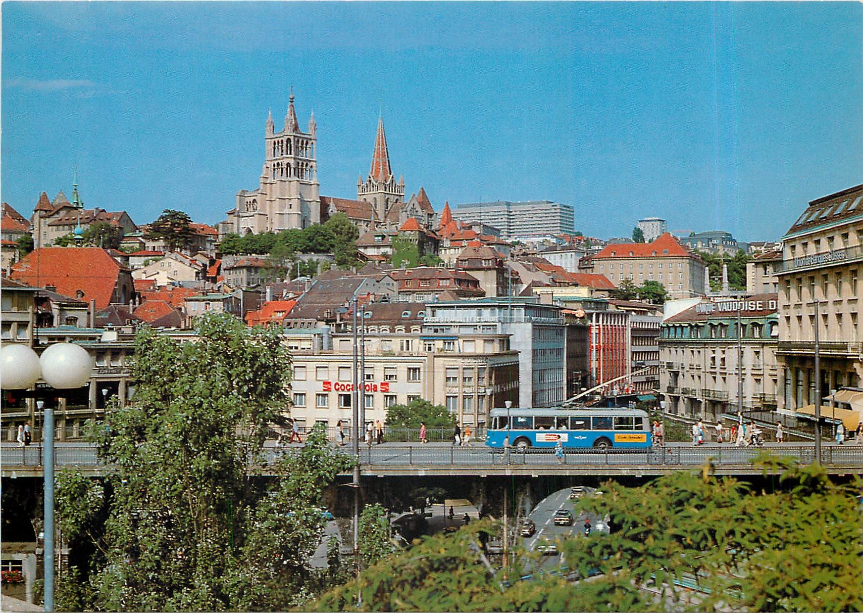 CPM Lausanne le Grand Pont et la Cathédrale