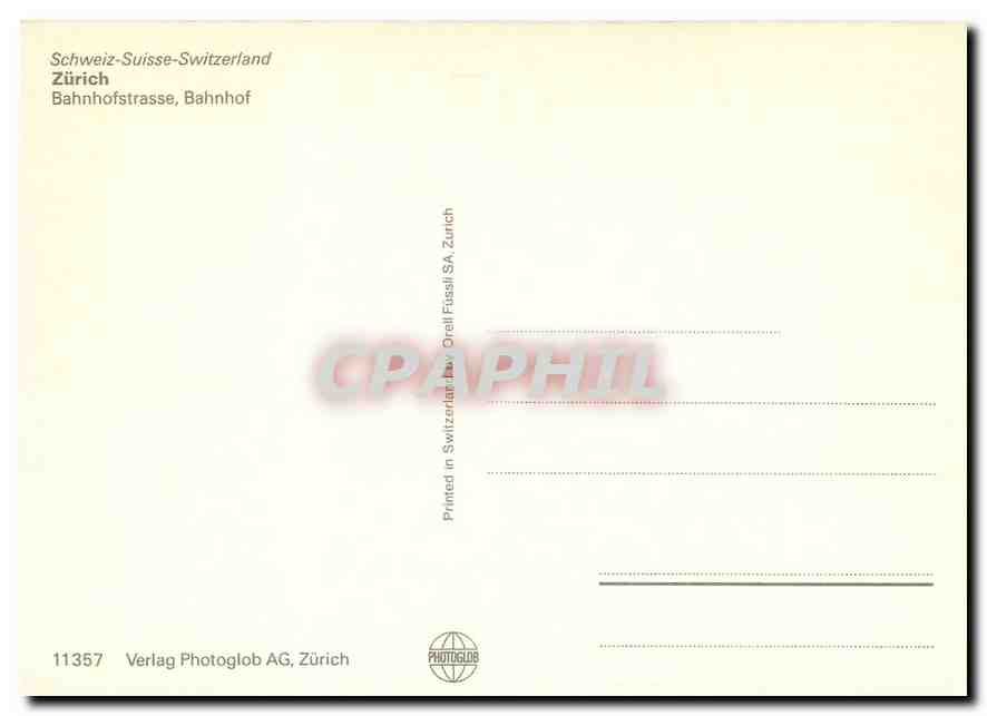 CPM Zurich Bahnhofstrasse Bahnhof — Verso