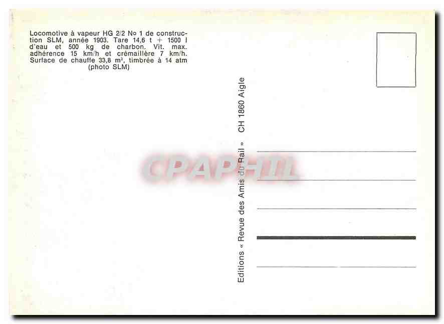 CPM Locomotive à vapeur HG de construction SLM — Verso