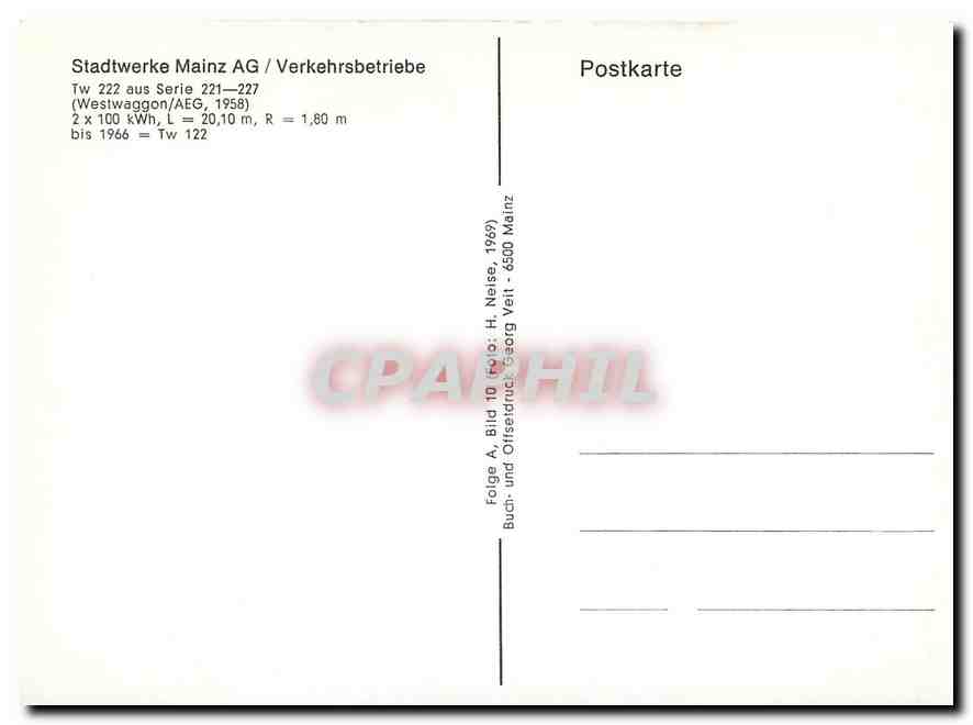 CPM Stadtwerke Mains AG Verkehrsbetriebe Westwaggon — Verso