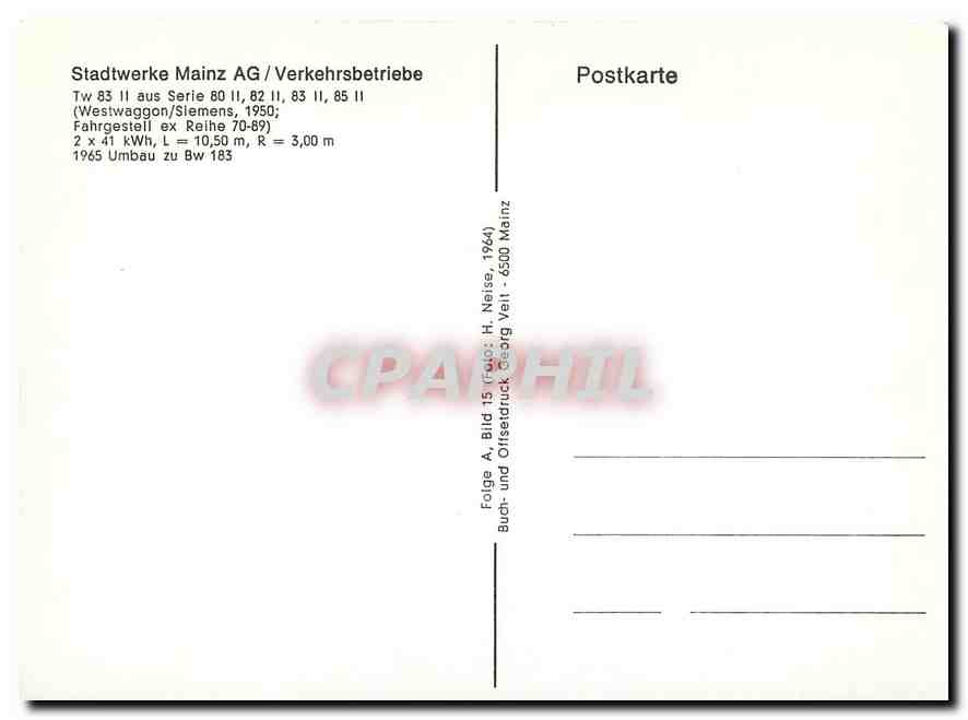CPM Stadtwerke Mains AG Verkehrsbetriebe Westwaggon — Verso