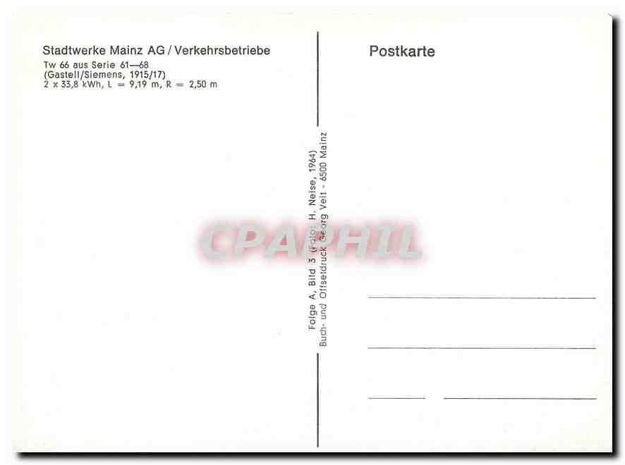 CPM Stadtwerke Mains AG Verkehrsbetriebe Gastell — Verso