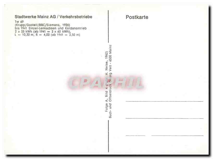 CPM Stadtwerke Mains AG Verkehrsbetriebe Krupp Gastell — Verso