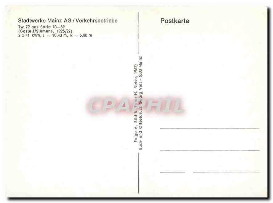 CPM Stadtwerke Mains AG Verkehrsbetriebe Gastell — Verso