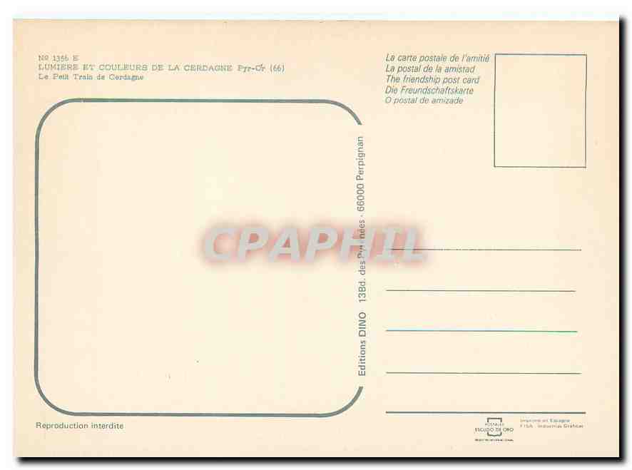 CPM Le petit Train de Cerdagne — Verso