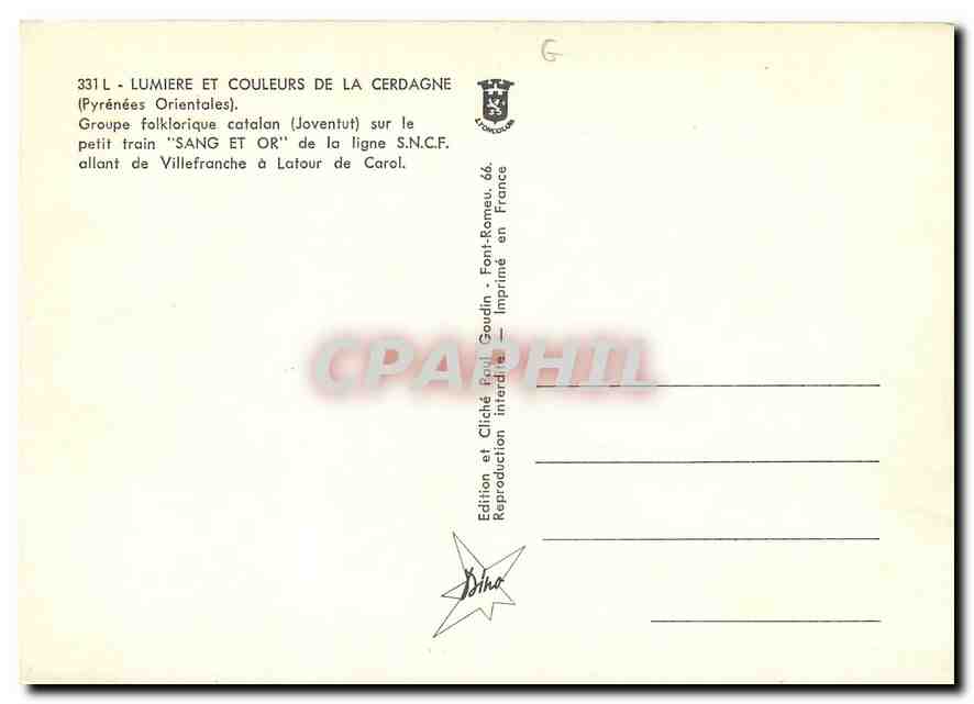 CPM Groupe folklorique catalon sur le petit train Sang et Or — Verso