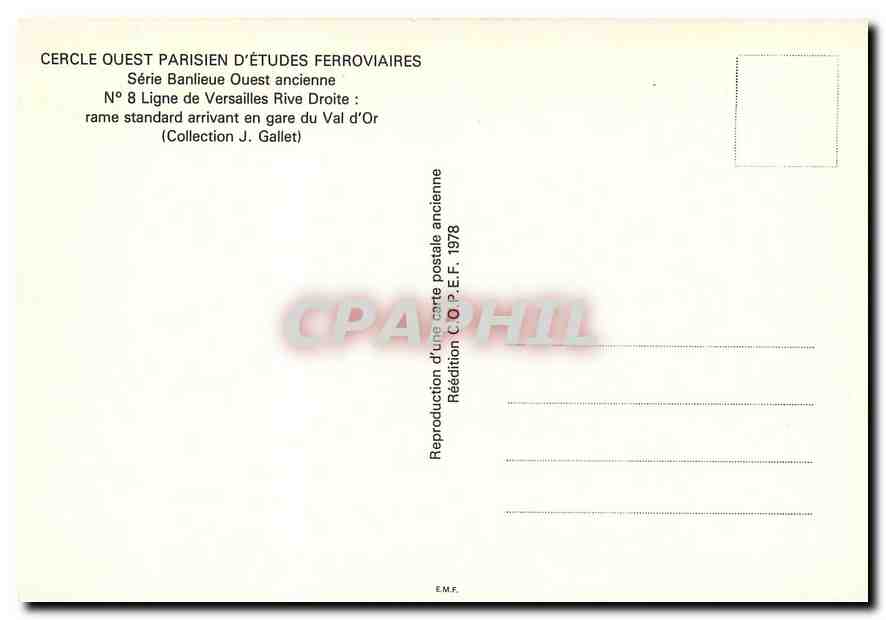 CPM Rame standard arrivant en gare du Val d'Or — Verso