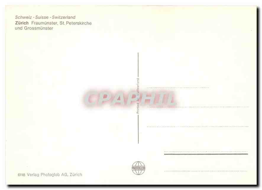 CPM Zurich Fraumunster St Peterskirche und Grossmunster — Verso