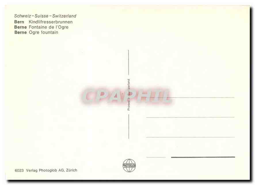 CPM Berne fontaine de l'Ogre — Verso