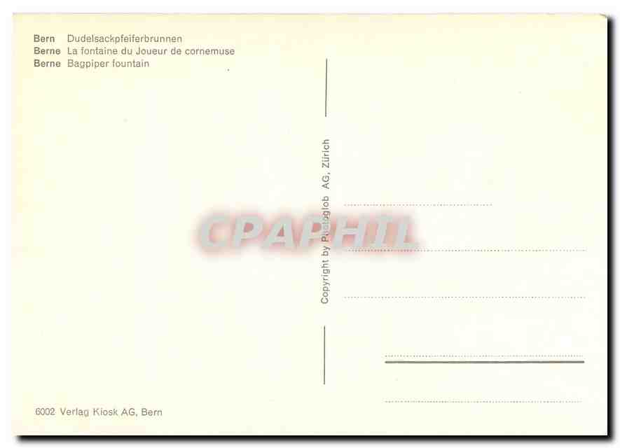 CPM Berne la fontaine du Joueur de cornemuse — Verso