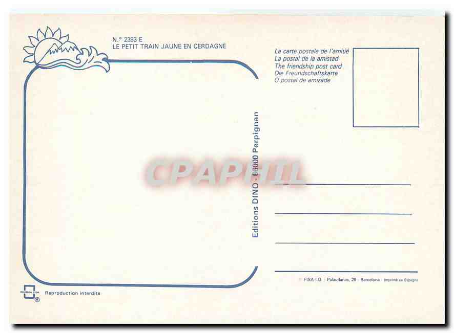 CPM Le petit train jaune en Cerdagne — Verso