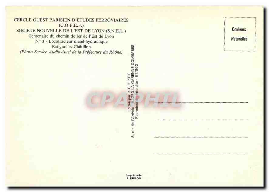 CPM L'Est de Lyon locotracteur diesel hydraulique Batignolles Chatillon — Verso