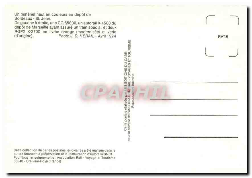 CPM Dépôt de  Bordeau St Jean — Verso