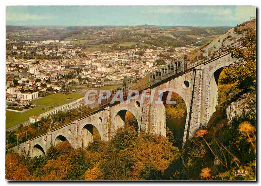 CPM  Lourdes le Pic du Jer croisement des Funiculaires sur le Viaduc