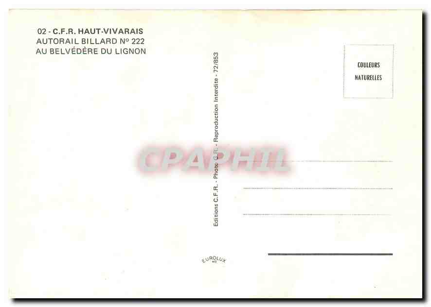 CPM Autorail Billard au Belvedère du Lignon — Verso