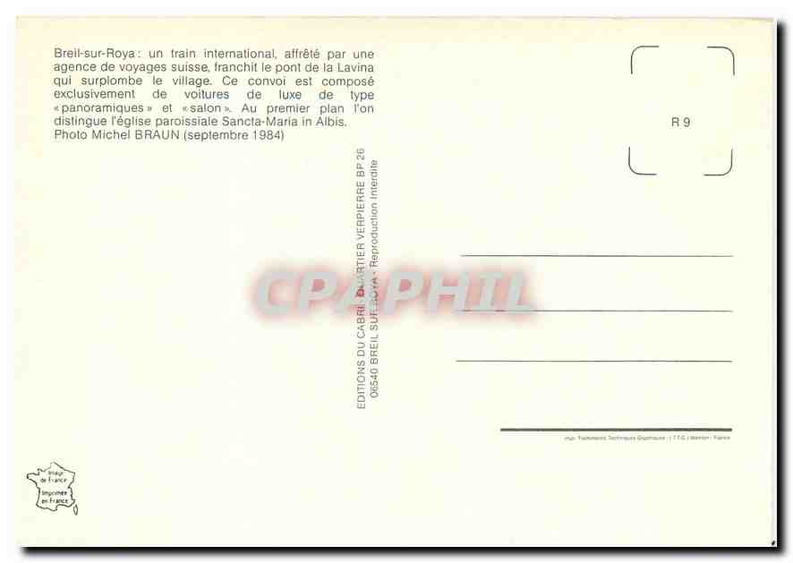 CPM Breil sur Roya pont de la Lavina — Verso