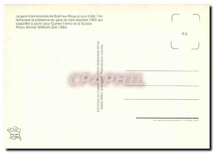 CPM La gare internationale de Breil sur Roya — Verso