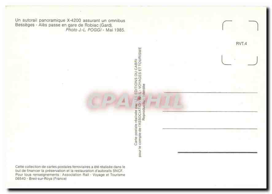 CPM Autorail panoramique assurant un omnibus Bessège Robiac — Verso
