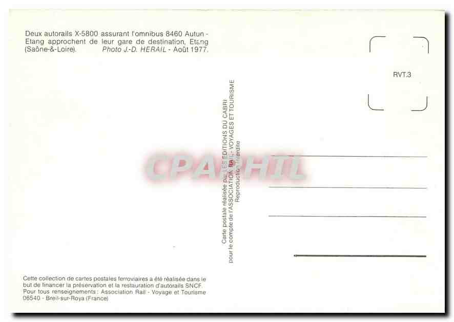 CPM Autorails assurant l'omnibus Autun Elang Saone & Loire — Verso