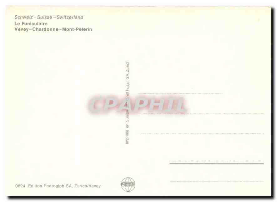 CPM Le Funiculaire Vevey Chadronne Mont Pèlerin — Verso