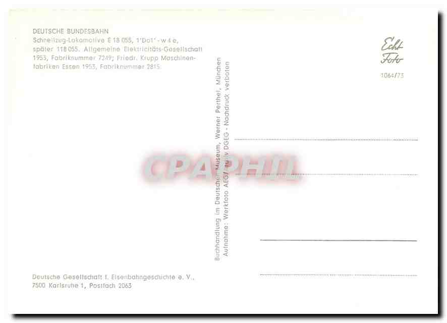 CPM Deutsche Bundesbahn Schnellzug lokomotive — Verso
