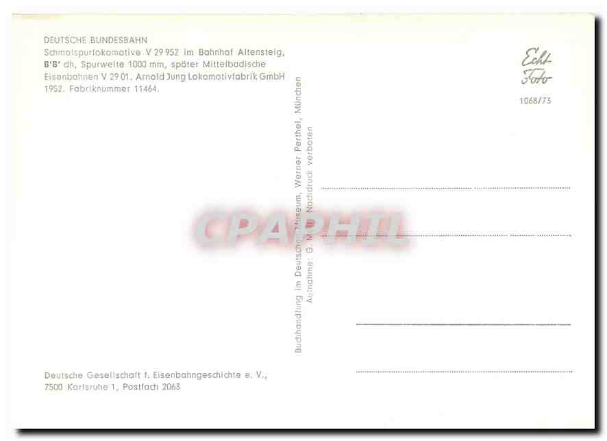 CPM Deutsche Bundesbahn Schmalspurlokomotive — Verso