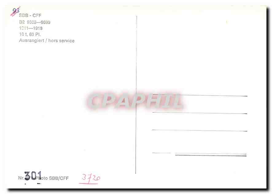 CPM SBB CFF Austrangiet — Verso