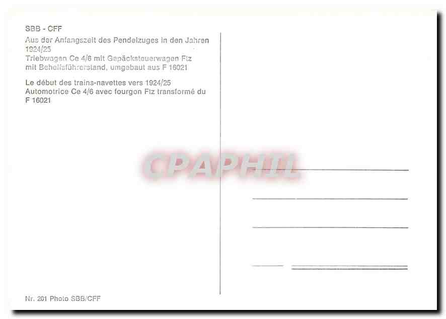 CPM SBB CFF le début des trains navette  — Verso