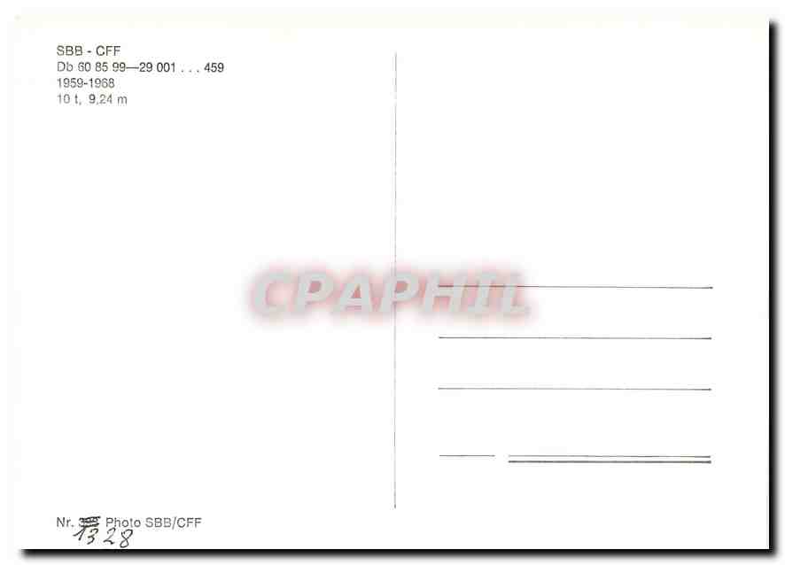 CPM SBB CFF Db 1959 1968 — Verso