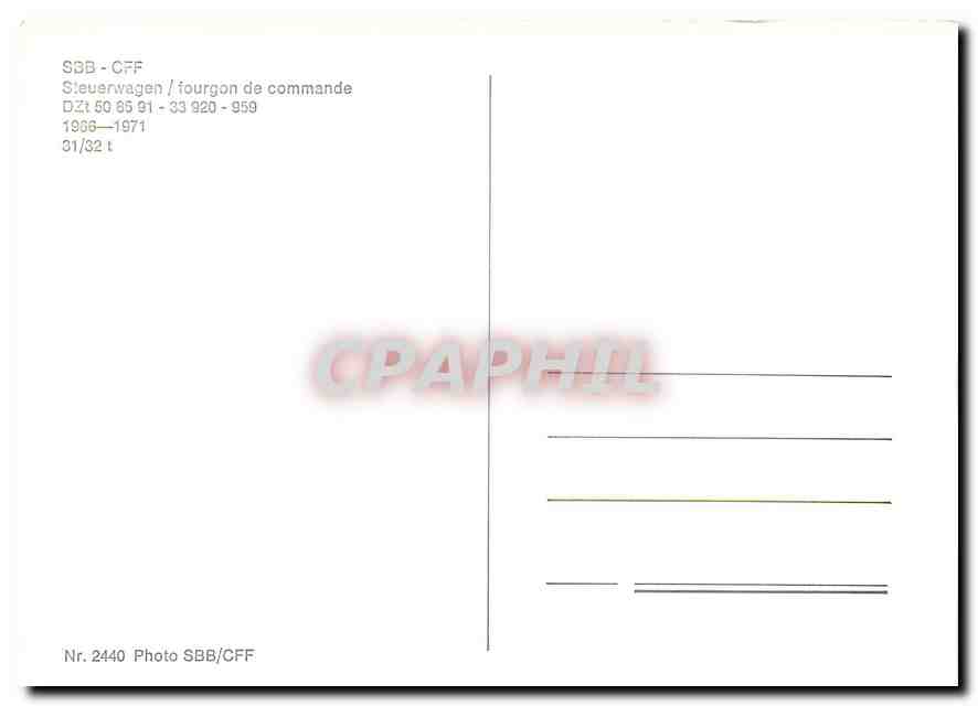 CPM SBB CFF fourgon de commande — Verso