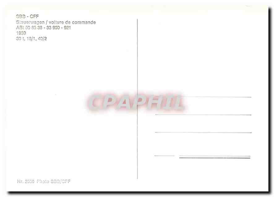 CPM SBB CFF voiture de commande — Verso