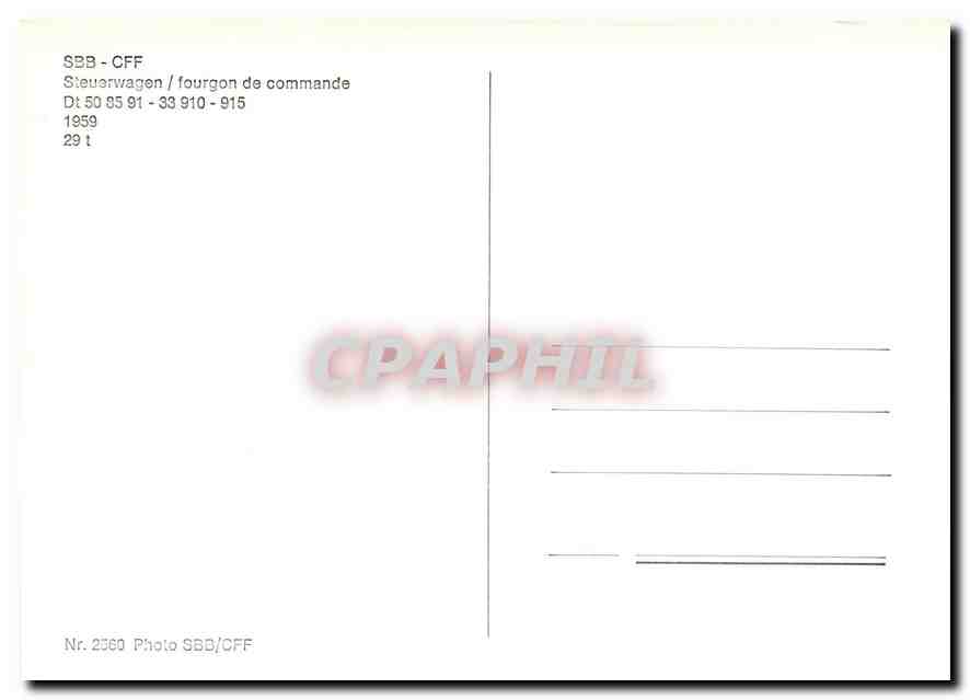 CPM SBB CFF fourgon de commande — Verso