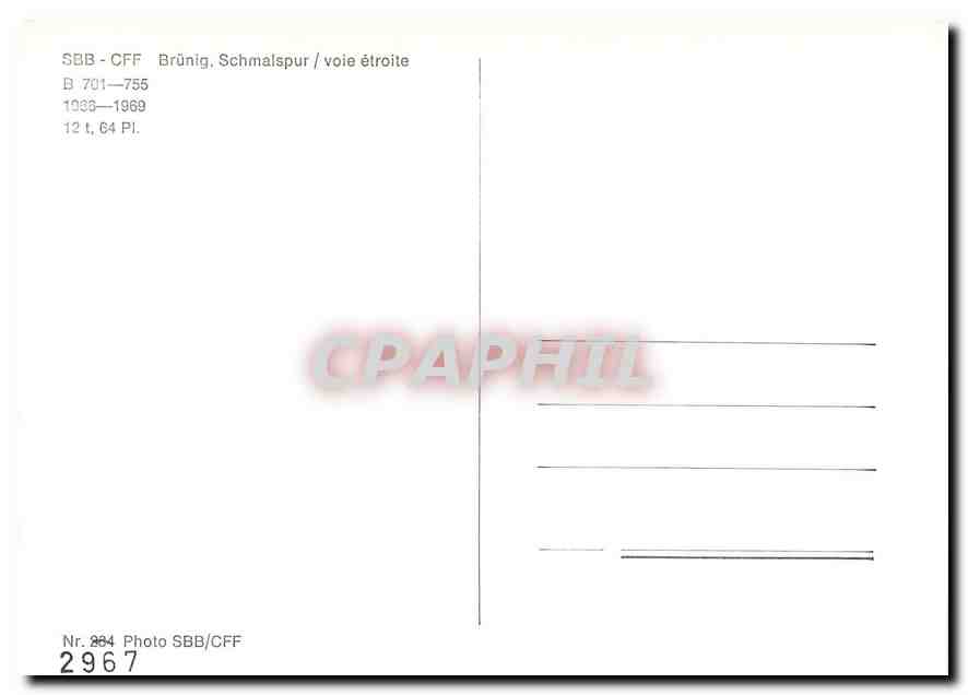 CPM Voiture du Brunig en métal léger AB — Verso