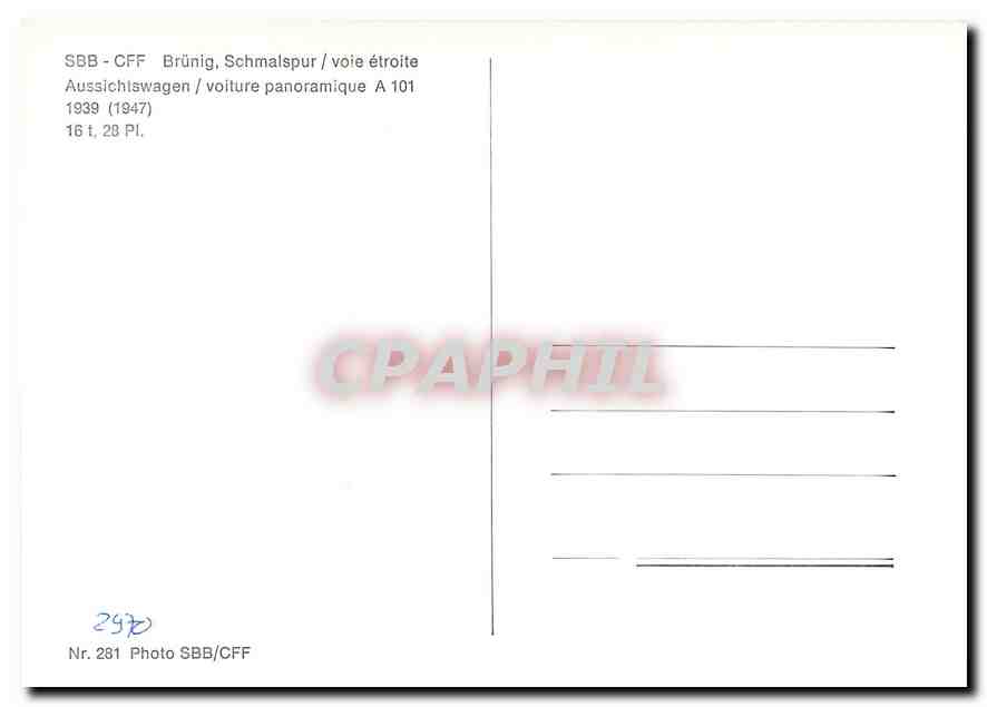 CPM SBB CFF Voie étroite — Verso