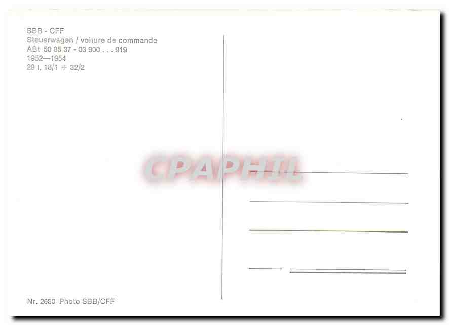 CPM SBB CFF voiture de commande Abt — Verso