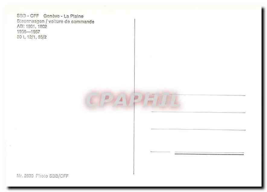 CPM SBB CFF Genève La Plaine voiture de commande Abt — Verso